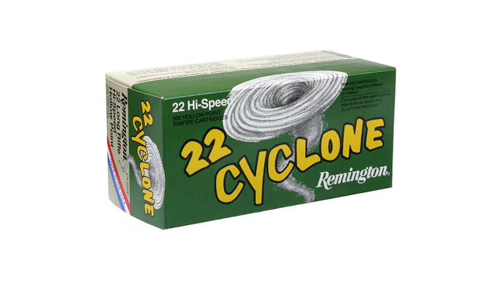 Remington 22 Cyclone .22 Long Rifle 36 Grain Hollow Point Brass Cased Rimfire Ammo, 50 Rounds, 21222