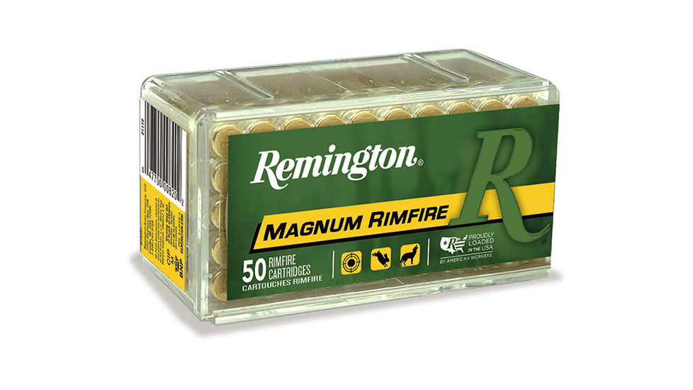 Remington Magnum Rimfire .22 Winchester Magnum Rimfire 40 Grain Jacketed Hollow Point Brass Cased Rimfire Ammo, 50 Rounds, 21170