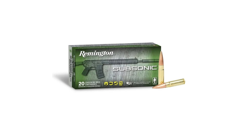 Remington Subsonic 45-70 Government 300 Grain Boat Tail HP Brass Rifle Ammo, 20 Rounds, 27747
