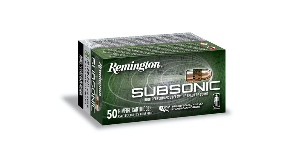 Remington Subsonic .22 Long Rifle 40 Grain Copper Plated Hollow Point Brass Cased Rimfire Ammo, 50 Rounds, 21135