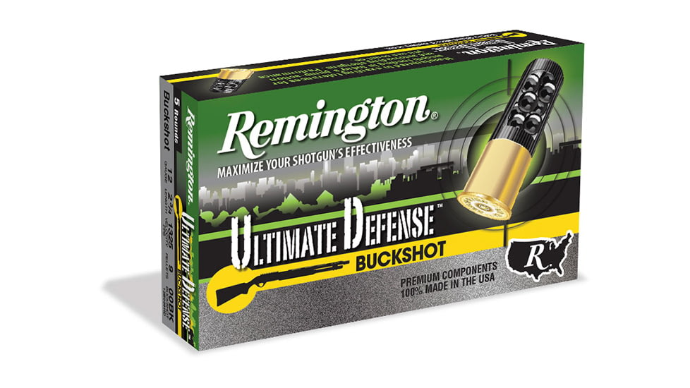 Remington Ultimate Defense Shotshell .410 Bore 4 Pellet 2.5in #000 Buck Centerfire Shotgun Buckshot Ammo, 15 Rounds, 20697