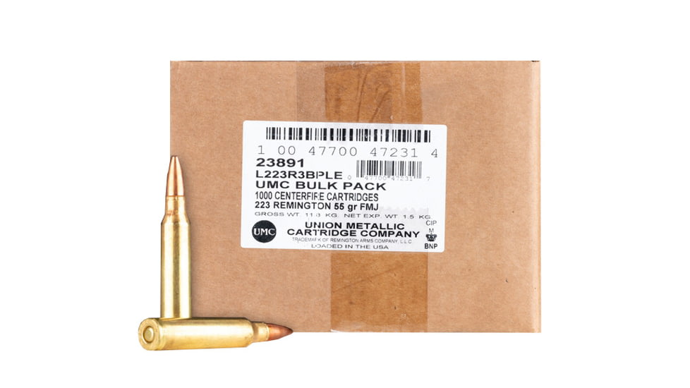 Remington UMC .223 Remington 55 Grain Full Metal Jacket Rifle Ammo, 1000 Rounds, 23891