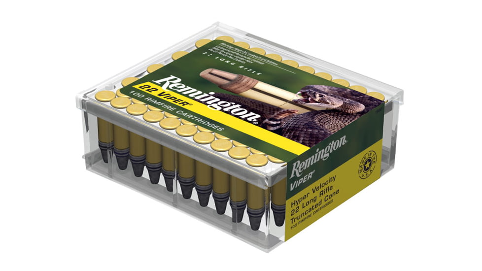 Remington 22 Viper .22 Long Rifle 36 Grain Truncated Cone Solid Bullet Brass Cased Rimfire Ammo, 50 Rounds, 21080