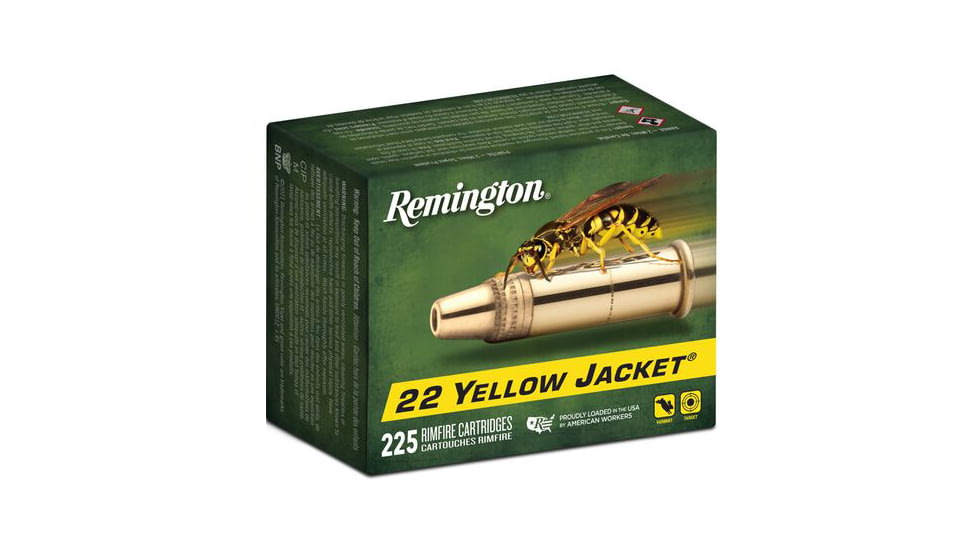 Remington 22 Yellow Jacket .22 Long Rifle 33 Grain Plated Truncated Cone Hollow Point Brass Cased Ammo, 225 Rounds, 21233