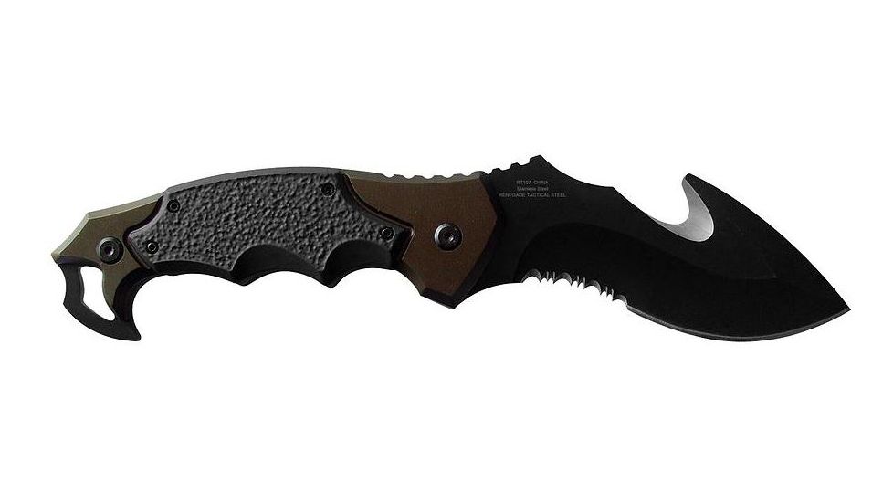 Renegade Tactical Steel G4 Claw Fixed Blade Knife, Green RT107