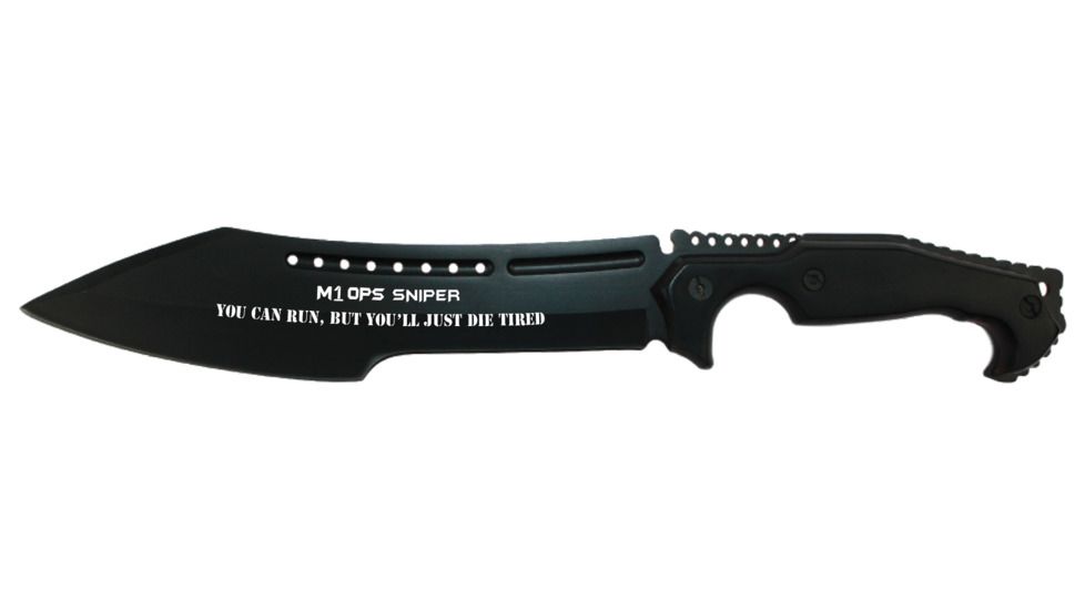 Renegade Tactical Steel M1-OPS Sniper Bowie Knife, 9.5in Blade, Black, RT180