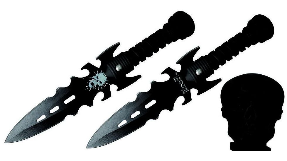 Renegade Tactical Steel Skull Thrower Knives, Black RT125