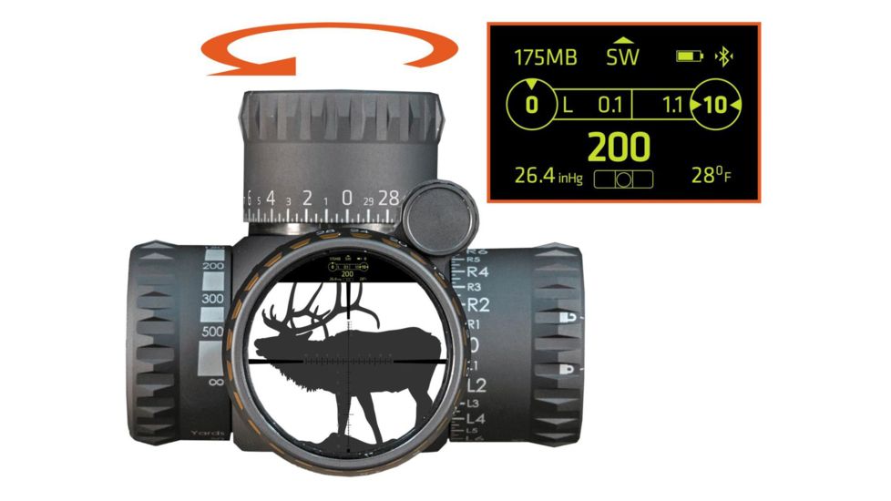 Revic PMR 428 4.5-28x56 Smart Rifle Scope, 34 in Tube, MOA RT 1 Reticle, Left Handed, Gray, E2600L