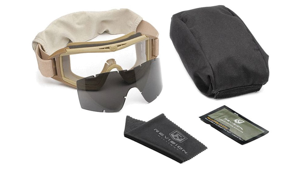 Revision Desert Locust Military Goggle System, Tan w/ Clear &amp; Smoke Lenses 4-0309-9531