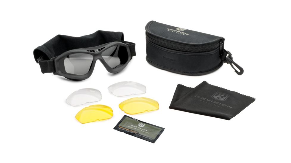 Revision Eyewear Bullet Ant Military Goggles Deluxe Kit - Black Frame with 3 Interchangable Lenses (Tan frame also available)