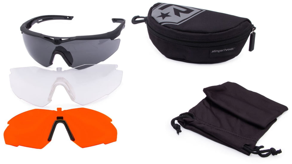 Revision FT-2 Shooting Glasses, Black Frame, Clear &amp; Smoke Lens, Large, 4-0152-0316