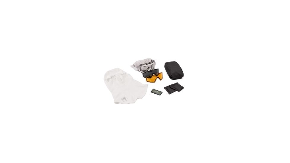 Revision Snowhawk Deluxe Goggle System w/ Clear, Solar, Vermillion High-Contrast Lenses, White Frame, 4-0100-0003