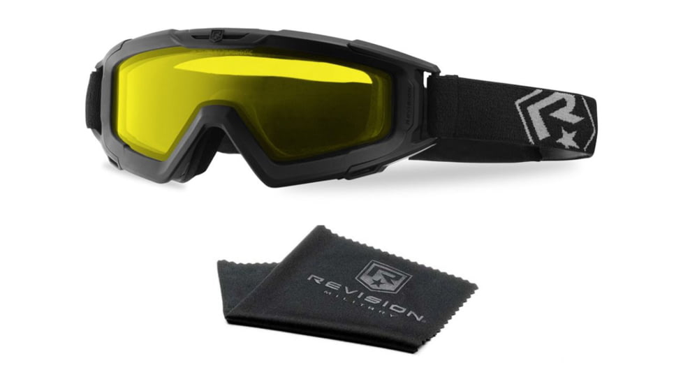 Revision Snowhawk Goggle System Basic Kit, Yellow Lens, Black Frame, 4-0101-0011