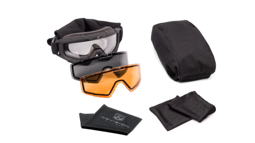 Revision Snowhawk Goggle System Deluxe Kit, Clear/Smoke/Vermillion Lens, Black Frame, 4-0101-0007