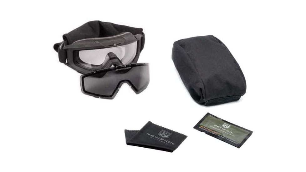 Revision I-VIS Snowhawk Ballistic Goggle System Essential Kit, Clear/Smoke Lens, Black Frame, 4-0101-0000