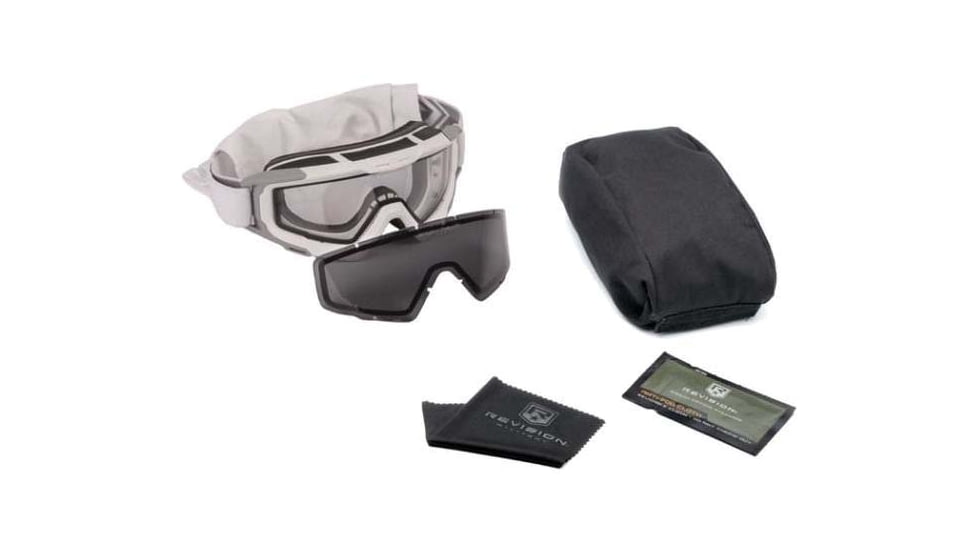 Revision I-VIS Snowhawk Ballistic Goggle System Essential Kit, Clear/Smoke Lens, White Frame, 4-0101-0002