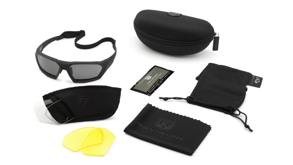 Revision Unisex Shadowstrike Ballistic Sunglass Deluxe, Black, w/ Clear, Solar, Yellow Lenses 4-0750-0203