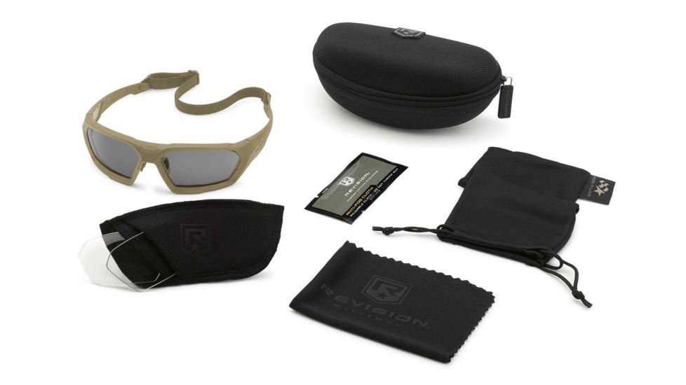 Revision Unisex Shadowstrike Ballistic Sunglass Military, Tan, w/ Clear, Solar Lenses 4-0750-0104