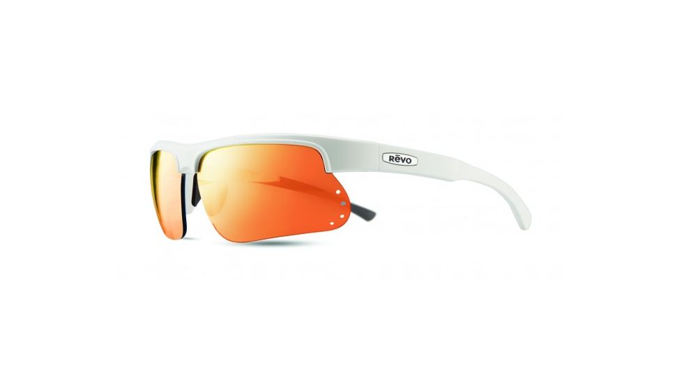 Revo Cusp S Global Fit Sunglasses, White Frame, Solar Orange Lens, Polarized, RE 1025GF 09 OG