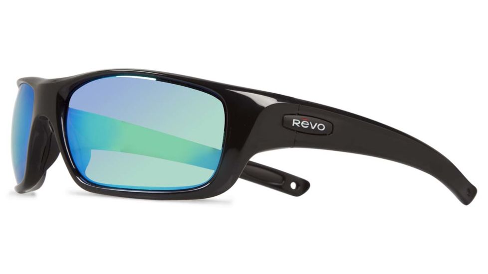 Revo Guide II Sunglasses, Shiny Black Frame, Green Water Lens RE4073-01-GN