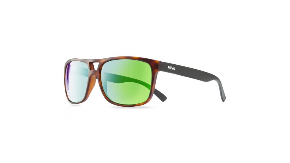 Revo Holsby Sunglasses, Matte Dark Tortoise Frame, Green Water Lens, Polarized, RE 1019 02 GN
