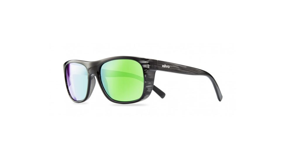 Revo Lukee Sunglasses, Black Woodgrain Frame, Green Water Lens, Polarized, RE 1020 01 GN