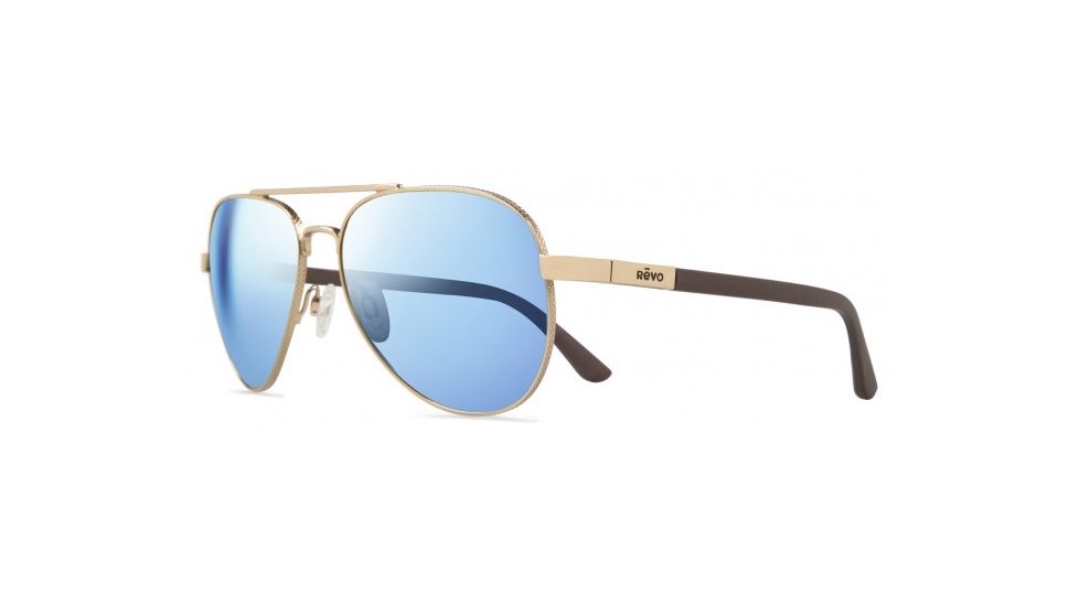 Revo Raconteur Single Vision Prescription Sunglasses, Gold Frame, Polarized, RE 1011 04 BLSV