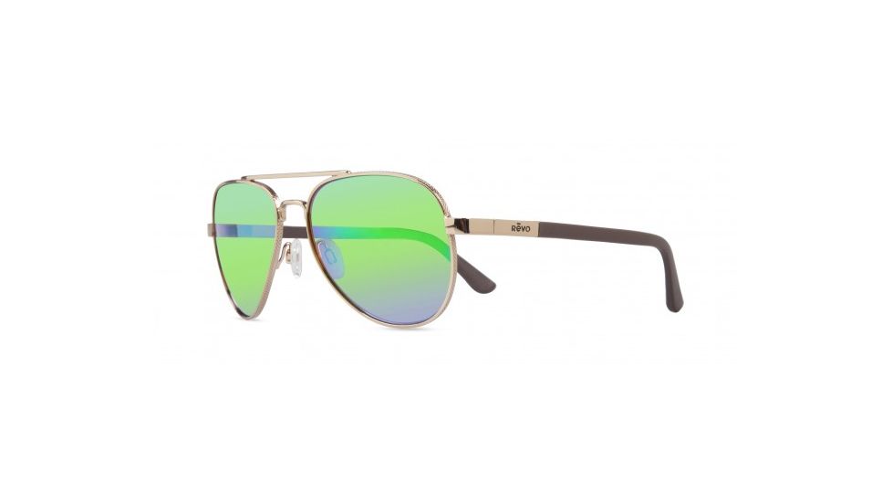 Revo Raconteur Single Vision Prescription Sunglasses, Gold Frame, Polarized, RE 1011 04 BRSV