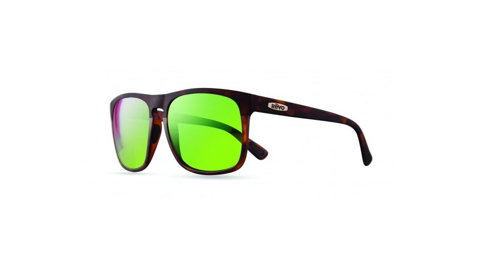 Revo Ryker Sunglasses, Matte Tortoise/Tortoise Rubber Frame, Green Water Lens, Polarized, RE 1035 02 GN
