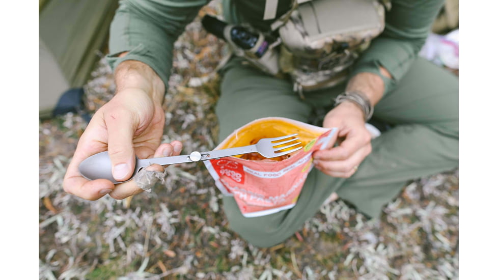 Rewild Gear Trailside Utensil Folding Knife, 5.5in Closed, Fork/Spoon/Bottle Opener, Titanium Construction, RWG-TS-UTENSIL