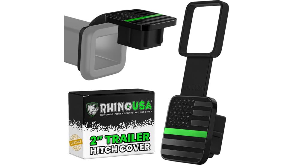 Rhino USA 2in American Flag Hitch Cover, Green, One Size, TO-HTCVRUSA-GRN