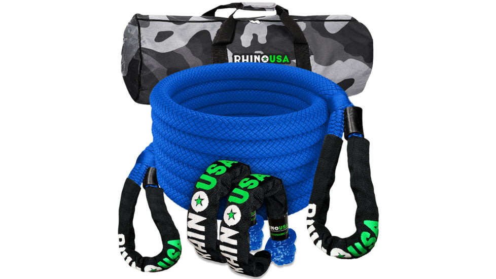Rhino USA 7/8in x 30ft Kinetic Rope Recovery Kit, Blue, One Size, RG-KRKIT78X30-BLU