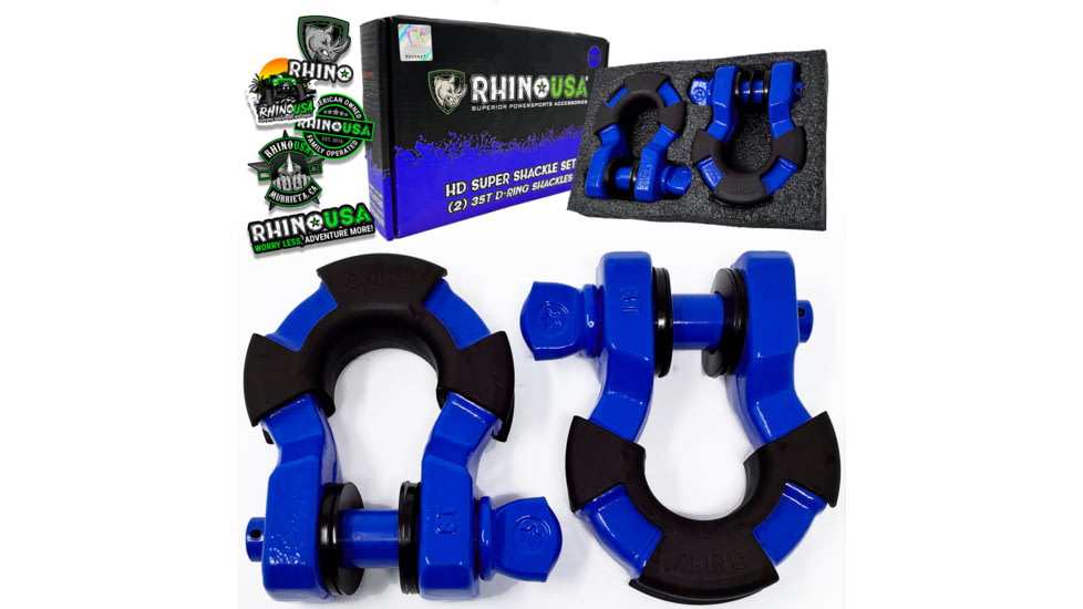 Rhino USA 8 Ton Super Shackles w/ Isolators, Blue, One Size, SUPERSHACK-BLU
