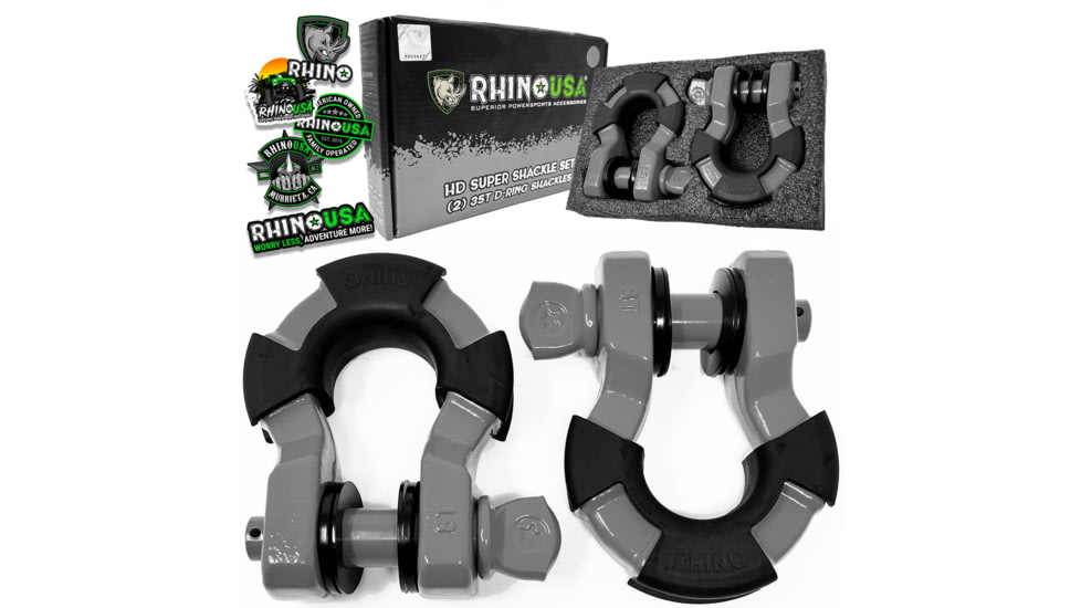 Rhino USA 8 Ton Super Shackles w/ Isolators, Gray, One Size, SUPERSHACK-GRY