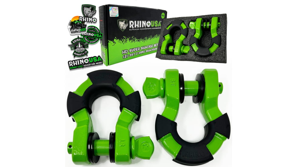 Rhino USA 8 Ton Super Shackles w/ Isolators, Green, One Size, SUPERSHACK-GRN