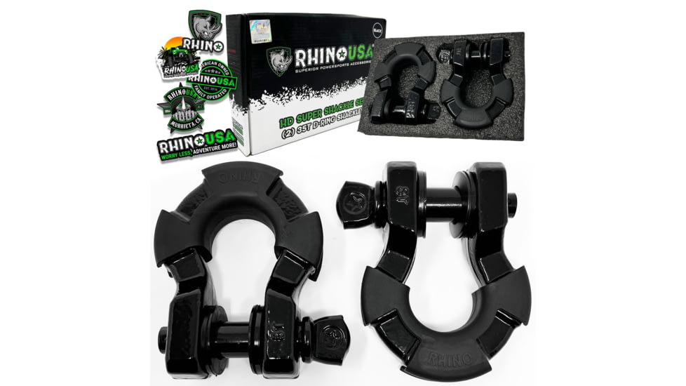 Rhino USA 8 Ton Super Shackles w/ Isolators, Matte Black, One Size, SUPERSHACK-MATTE