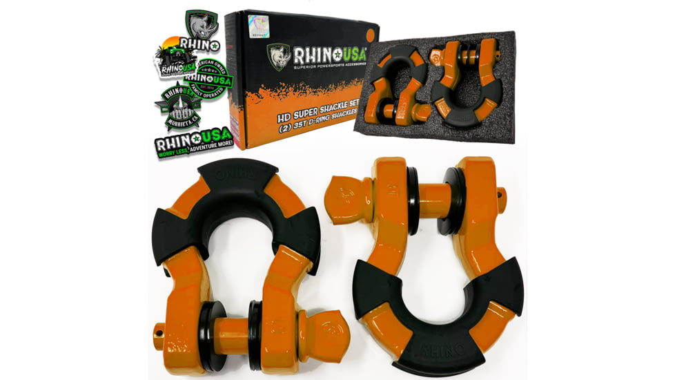 Rhino USA 8 Ton Super Shackles w/ Isolators, Orange, One Size, SUPERSHACK-ORG