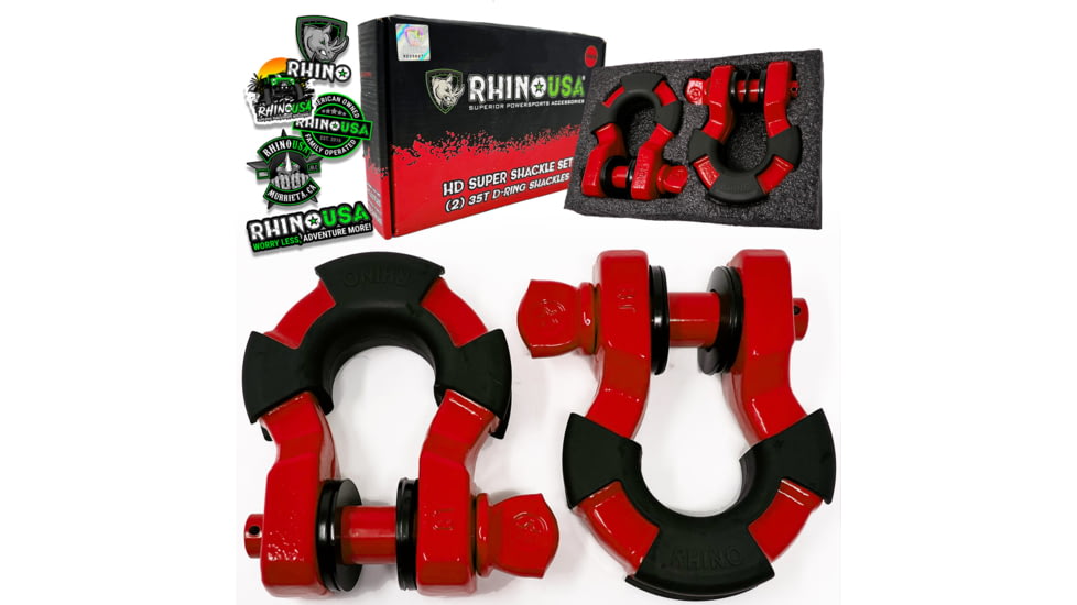 Rhino USA 8 Ton Super Shackles w/ Isolators, Red, One Size, SUPERSHACK-RED