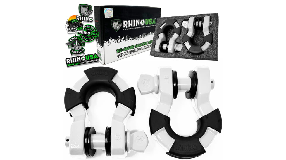 Rhino USA 8 Ton Super Shackles w/ Isolators, White, One Size, SUPERSHACK-WHT