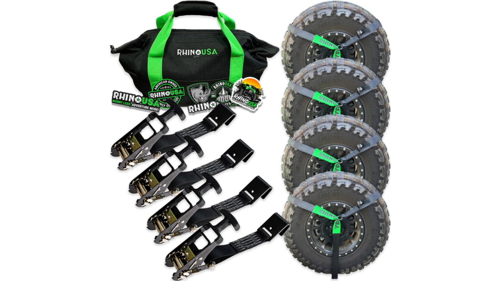 Rhino USA Car Tie-Down Lasso Straps Flat-Hooks, Black, One Size, TD-VSLASSO-BLK-FLAT