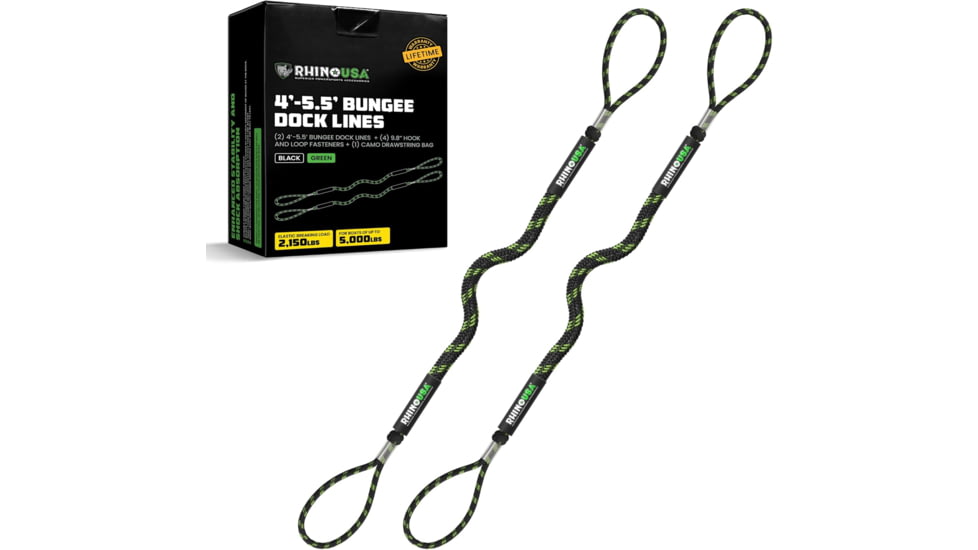 Rhino Usa Heavy-Duty Bungee Dock Lines, TD-MSBDL4-2BLK