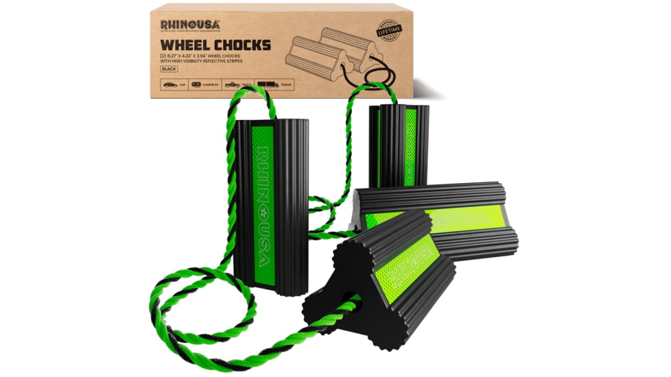 Rhino Usa Heavy-Duty Rubber Wheel Chocks, AC-TOWHEELCH-BLK