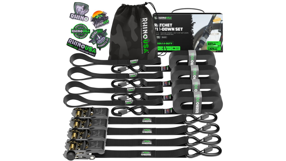 Rhino Usa, Inc. 1" x 15 Ratchet Tie-Down Set 4-Pack, TD-RS1X15-APX