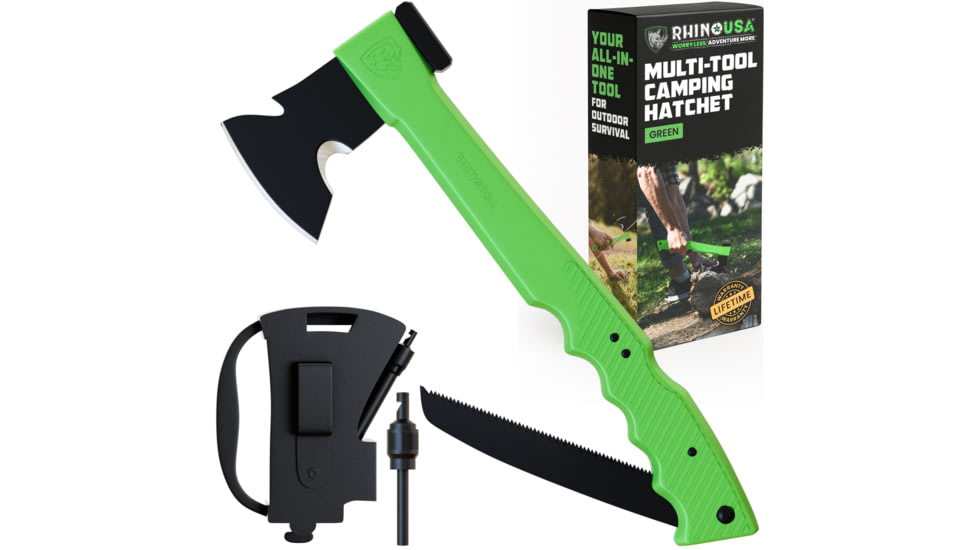 Rhino Usa Multi-Tool Camping Hatchet, AC-TOHATCH-GRN