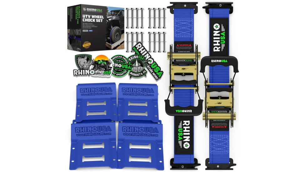 Rhino USA UTV Wheel Chock Tie-Down Kit, 2-Wheel, Blue, One Size, TD-SSCHOCK-BLU