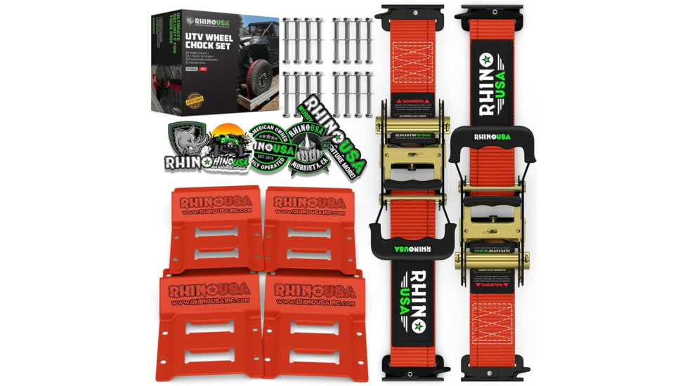 Rhino USA UTV Wheel Chock Tie-Down Kit, 4-Wheel, Red, One Size, TD-SSCHOCK-2PK-RED