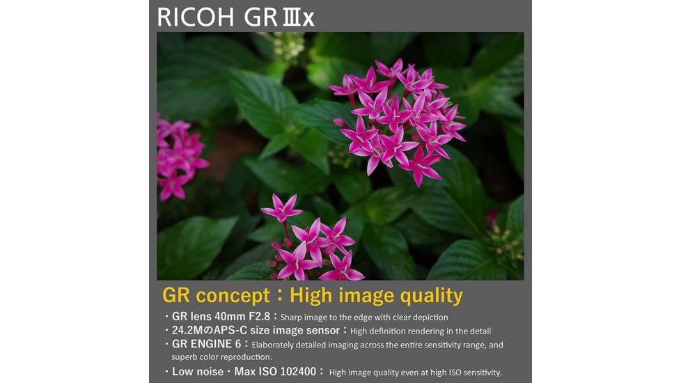 Ricoh GR IIIx Digital Camera, Black, 15286