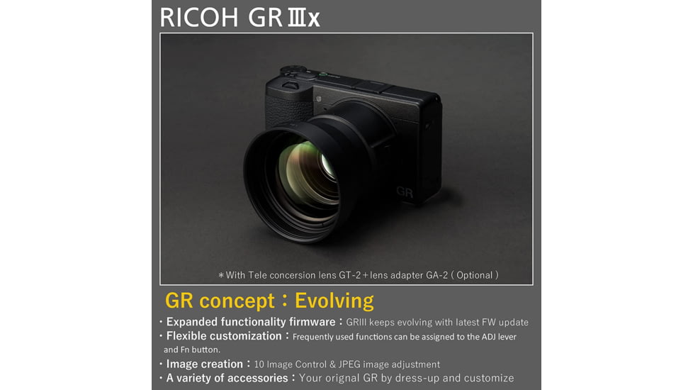 Ricoh GR IIIx Digital Camera, Black, 15286