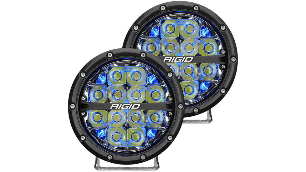 Rigid Industries 360 Series LED Off-Road Fog Light Drive Beam w/ Backlight / Black Housing, Blue, 6in, 36207