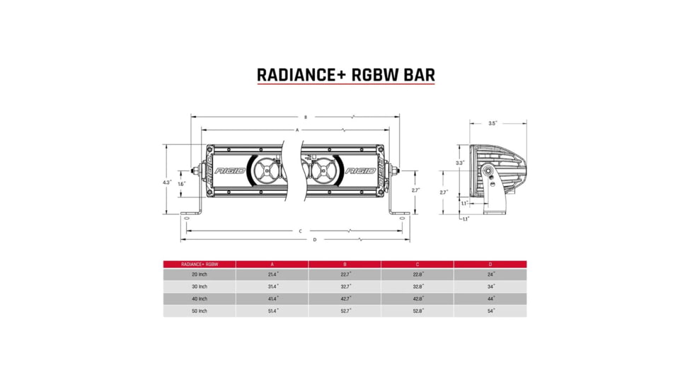 Rigid Industries Radiance + LED RGBW Light Bar, 20in, 220053